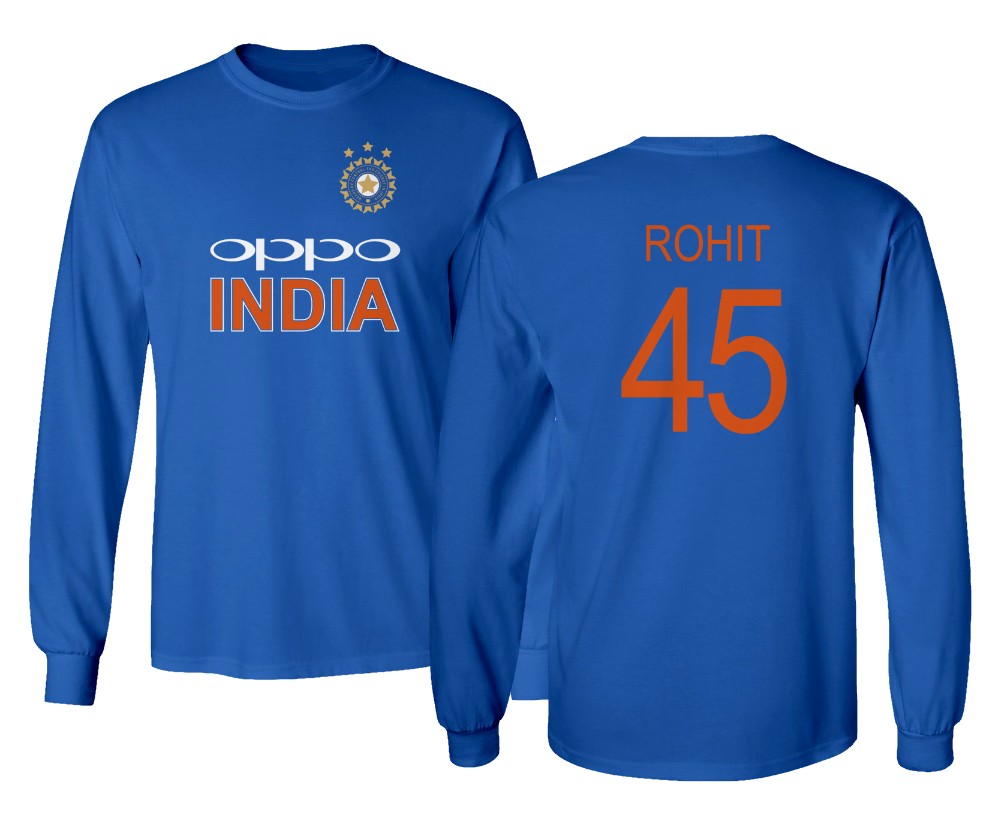 Cricket India Jersey Style Rohit 45 Men's Long Sleeve T-Shirt | eBay