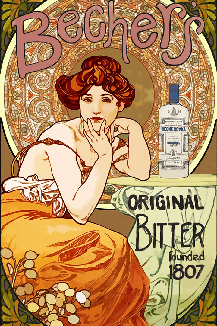 Bechers Original Bitter Founded 1807 Vintage Art Nouveau Wall - POSTER  20x30 | eBay